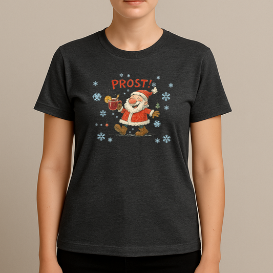 Lustiges Weihnachts T-Shirt – PROST! Santa mit Glühwein (Unisex)