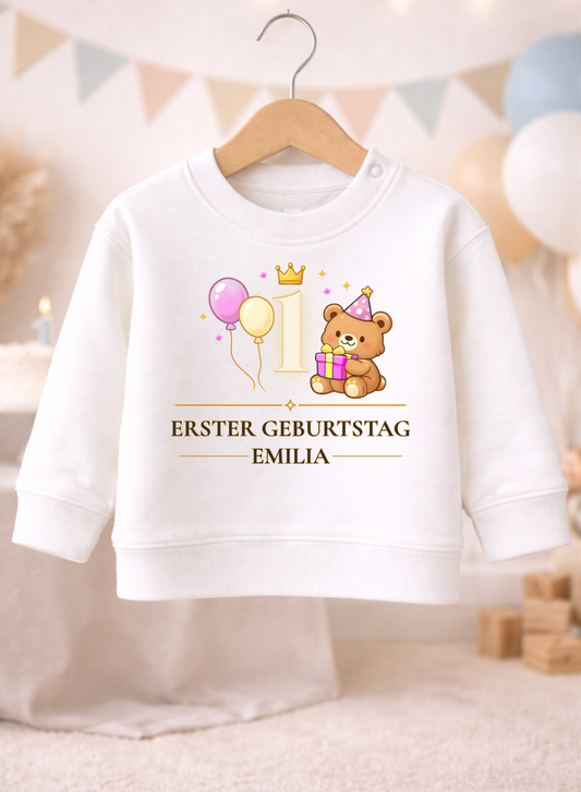 Personalisiertes Baby Mädchen Sweatshirt 1. Geburtstag