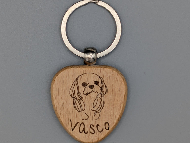 Individueller Foto Schlüsselanhänger aus Holz mit Metallring