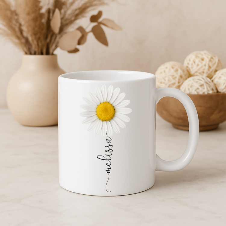 Personalisierte Tasse „Lieblingsmensch“ – Name & Blumenmotiv