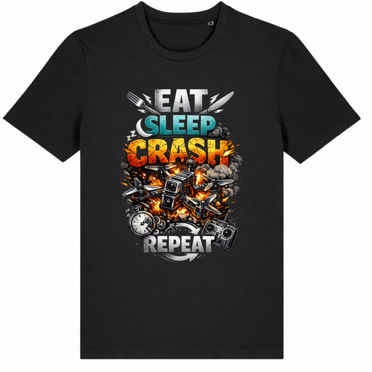 Schwarzes FPV Drohnen T-Shirt, lustiges Drone Pilot Shirt für FPV Piloten