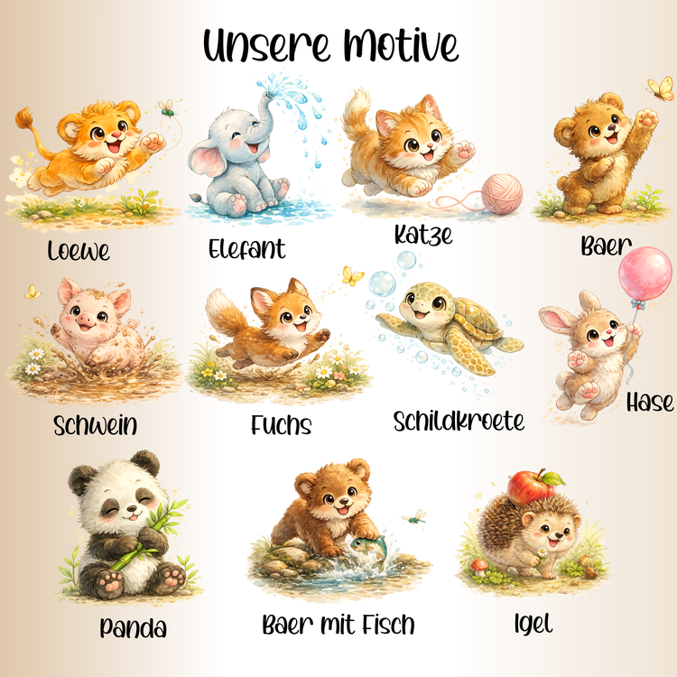 Personalisierter Kinder Emaillebecher mit Tiermotiv & Name – Geschenk für Kinder