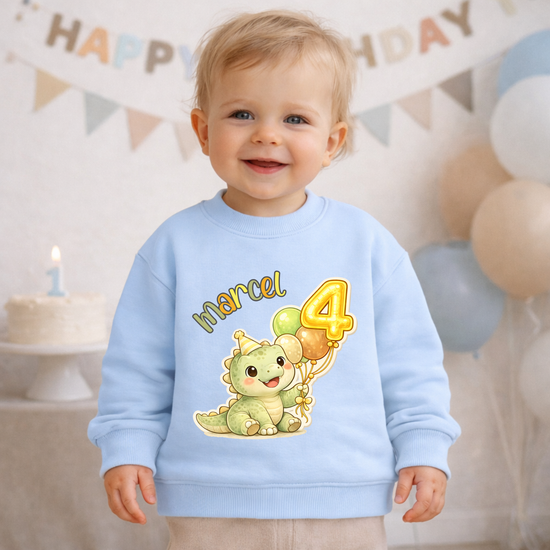 Geburtstags Kinderpullover mit Dino Motiv und Alterszahl
