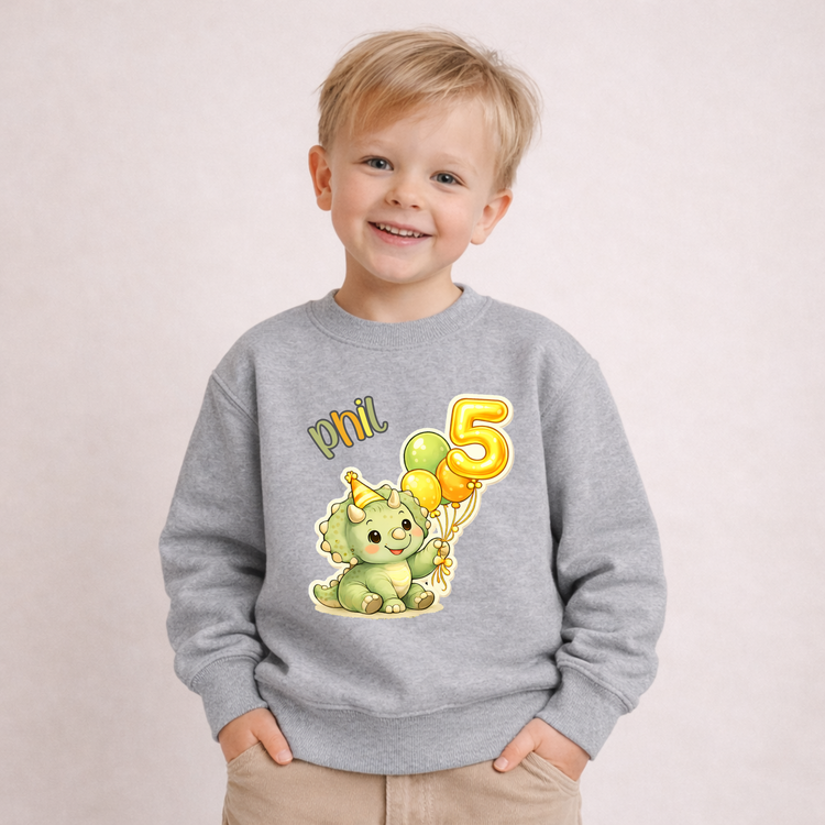 Personalisierter Baby & Kinder Pullover Geburtstag Dino