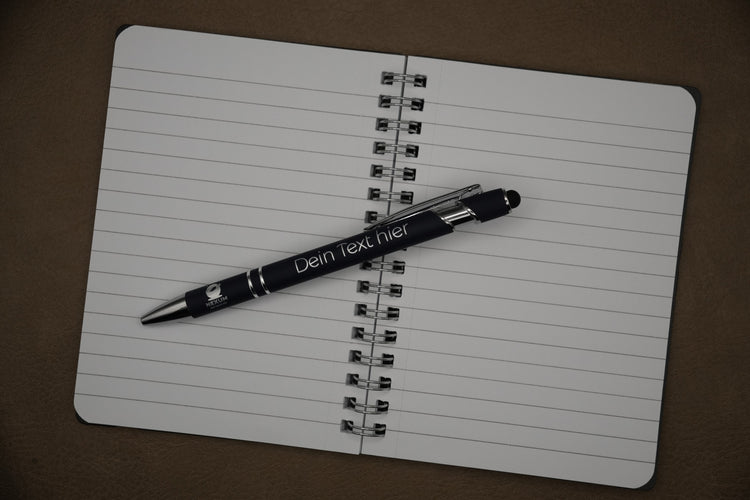 Touchpen Kugelschreiber mit Lasergravur | Soft-Touch Metall Werbekugelschreiber mit Logo