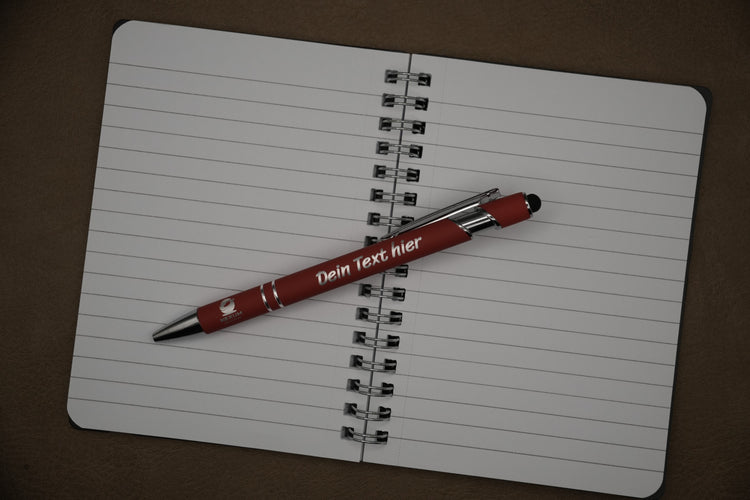 Touchpen Kugelschreiber mit Lasergravur | Soft-Touch Metall Werbekugelschreiber mit Logo