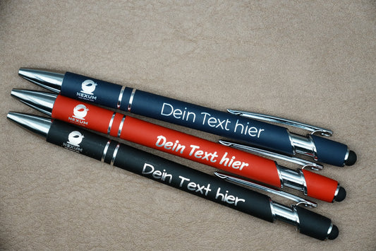 Touchpen Kugelschreiber mit Lasergravur | Soft-Touch Metall Werbekugelschreiber mit Logo