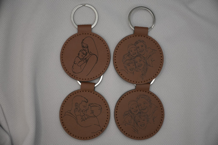 Individueller Foto Schlüsselanhänger Leder mit Portrait Gravur