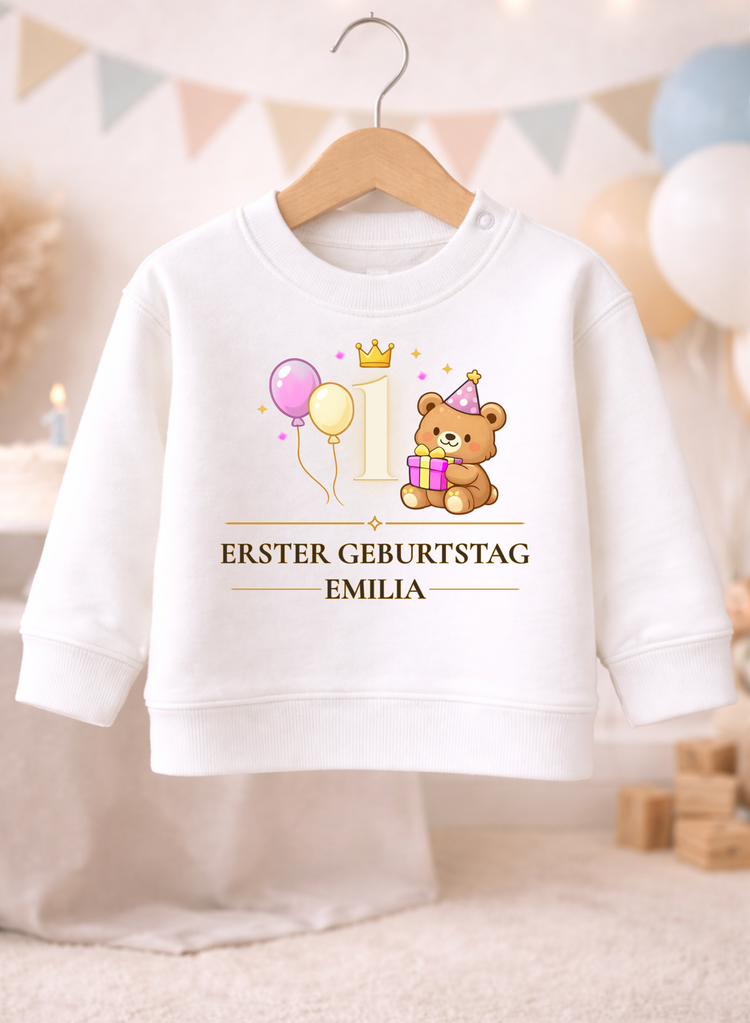 Personalisiertes Baby Mädchen Sweatshirt 1. Geburtstag