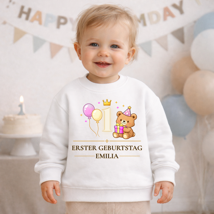 Personalisiertes Baby Mädchen Sweatshirt 1. Geburtstag