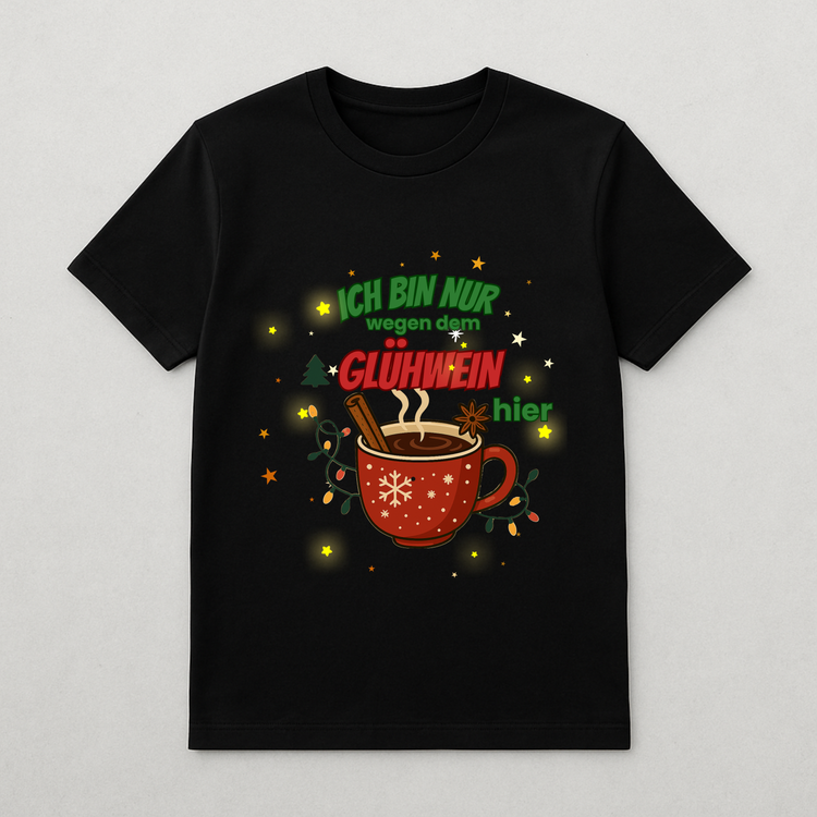 Glühwein T-Shirt – Weihnachtsmarkt Motiv mit Tasse & Zimt (Unisex)