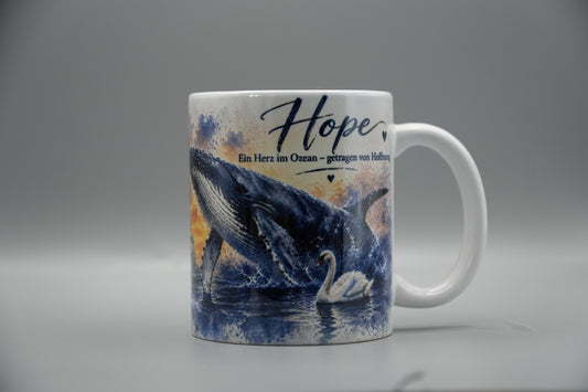 Buckelwal Tasse „Hope / Timmy“ – Wal Andenken, Meer Tasse, Ozean Kunst, Hoffnung & Schutz, Geschenk für Meeresliebhaber