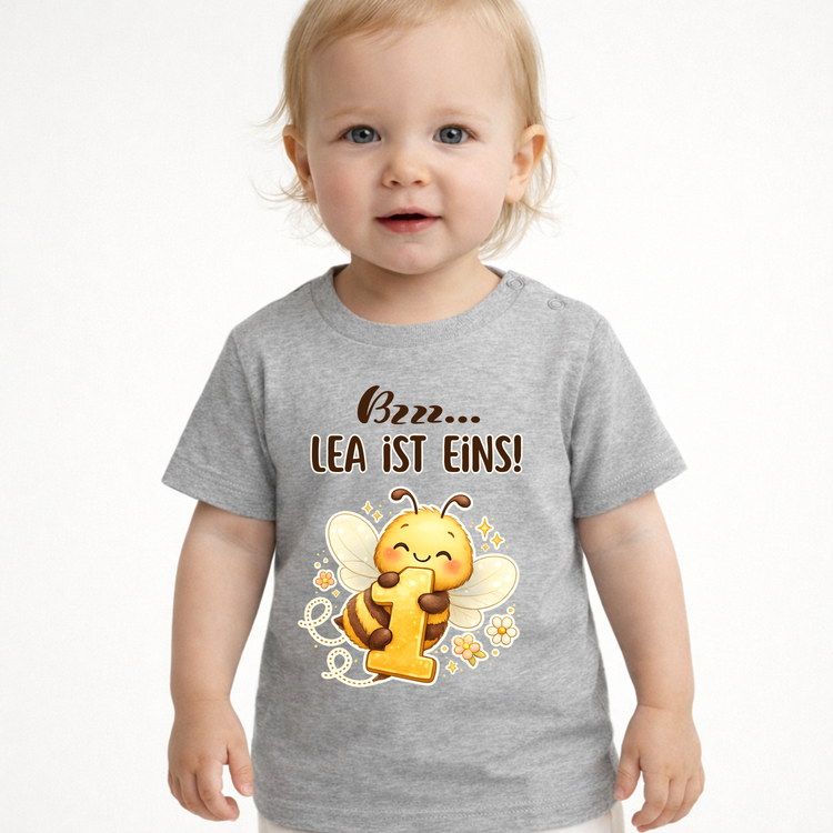 Personalisiertes Baby T-Shirt zum 1. Geburtstag Mädchen – Biene Motiv