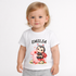 Weißes Baby T-Shirt mit Name Emilia und Marienkäfer Design zum ersten Geburtstag, personalisiertes Geschenk für Mädchen mit süßem Motiv