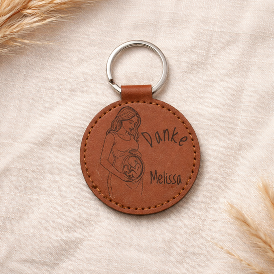 Beste Hebamme Schlüsselanhänger personalisiert aus Leder – emotionales Geschenk zur Geburt