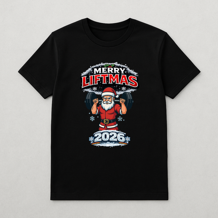 Merry Liftmas 2026  Unisex T-Shirt – Santa Gym Motiv, lustiges Fitness Shirt