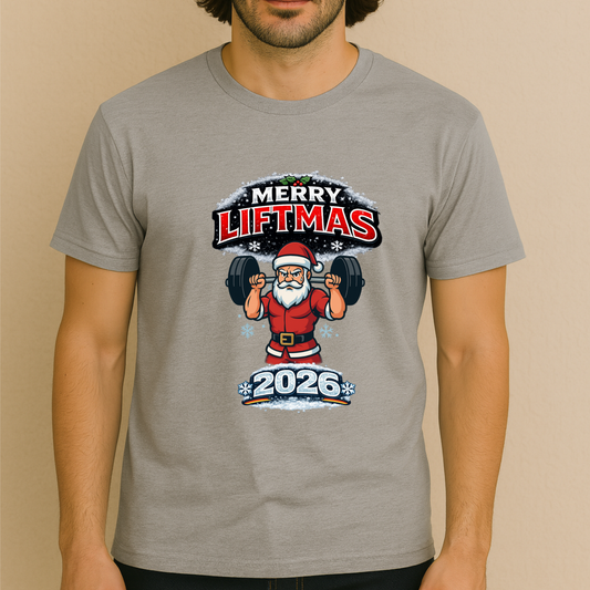 Merry Liftmas 2026  Unisex T-Shirt – Santa Gym Motiv, lustiges Fitness Shirt