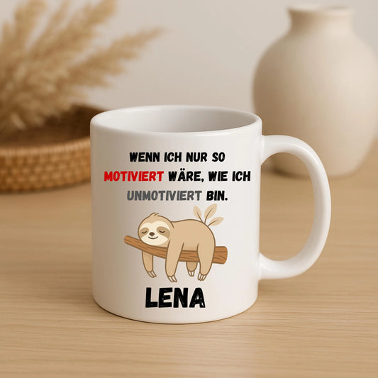Personalisierte Faultier Tasse – Spruch & Name
