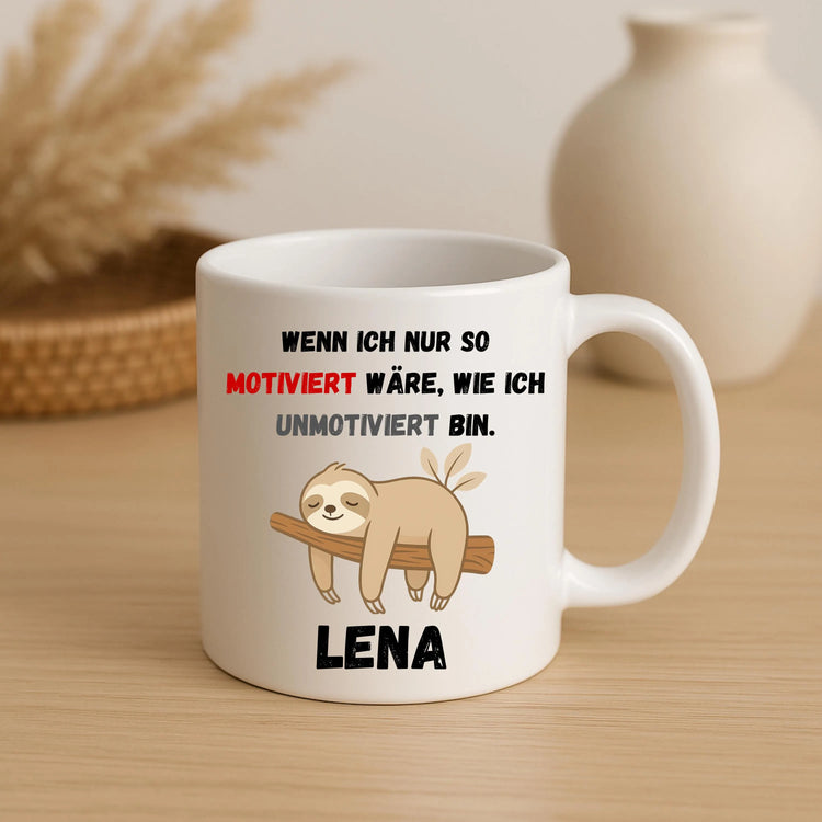 Personalisierte Faultier Tasse – Spruch & Name