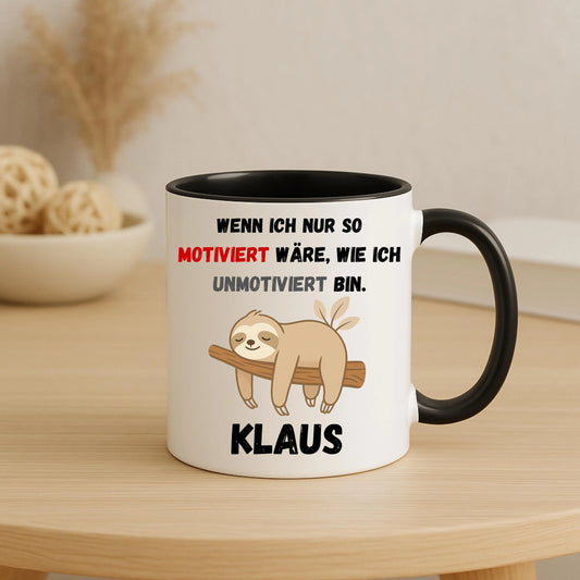 Personalisierte Faultier Tasse – Spruch & Name