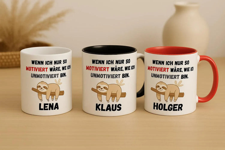 Personalisierte Faultier Tasse – Spruch & Name