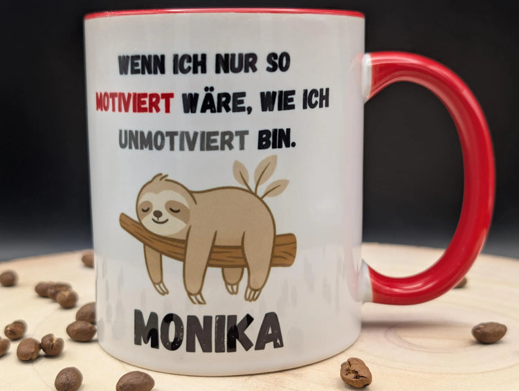 Personalisierte Faultier Tasse – Spruch & Name