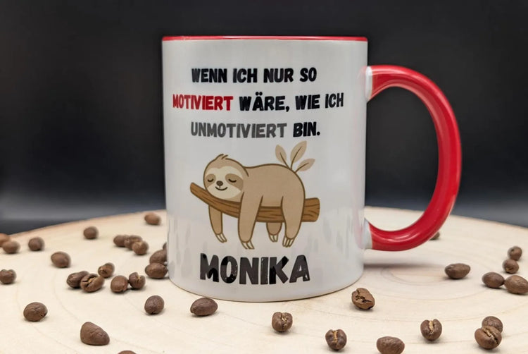 Personalisierte Faultier Tasse – Spruch & Name