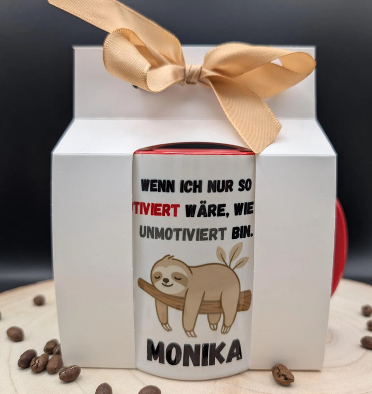 Personalisierte Faultier Tasse – Spruch & Name