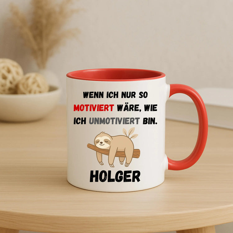 Personalisierte Faultier Tasse – Spruch & Name