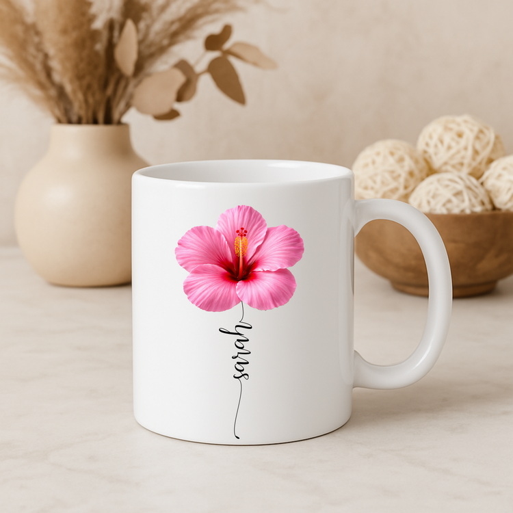 Personalisierte Tasse „Lieblingsmensch“ – Name & Blumenmotiv