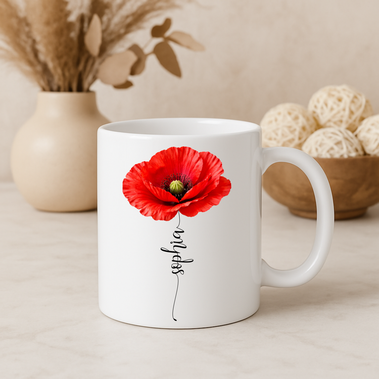Personalisierte Tasse „Lieblingsmensch“ – Name & Blumenmotiv
