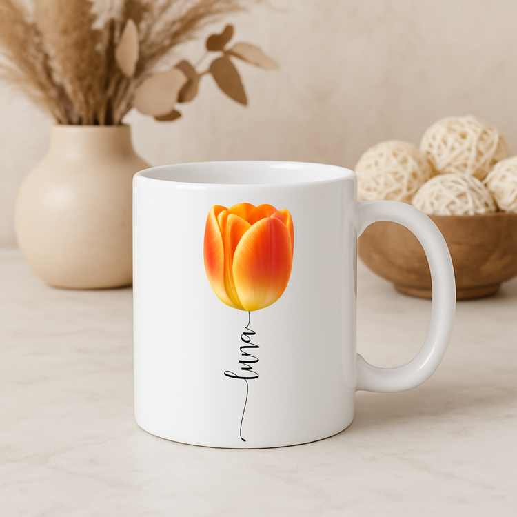 Personalisierte Tasse „Lieblingsmensch“ – Name & Blumenmotiv